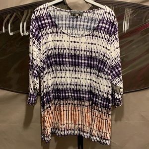 Rose and Olive Tie Dye Tee. 3X 3/4 sleeve.